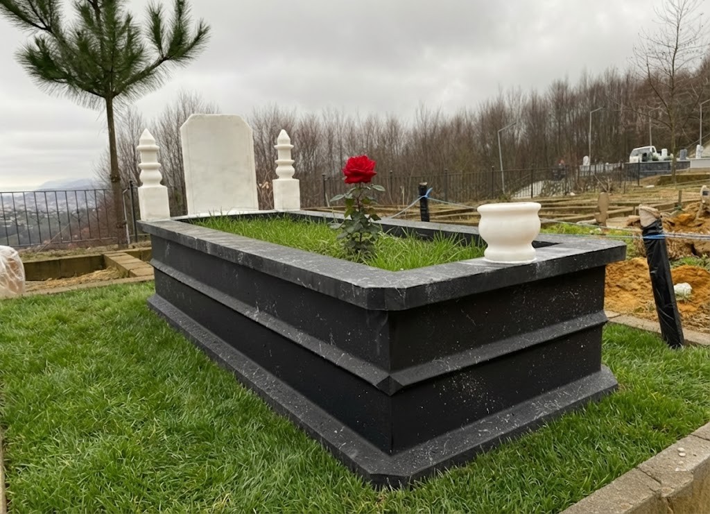 (PREMİUM) Siyah Mezar (Mermer Minare ve Suluklu)